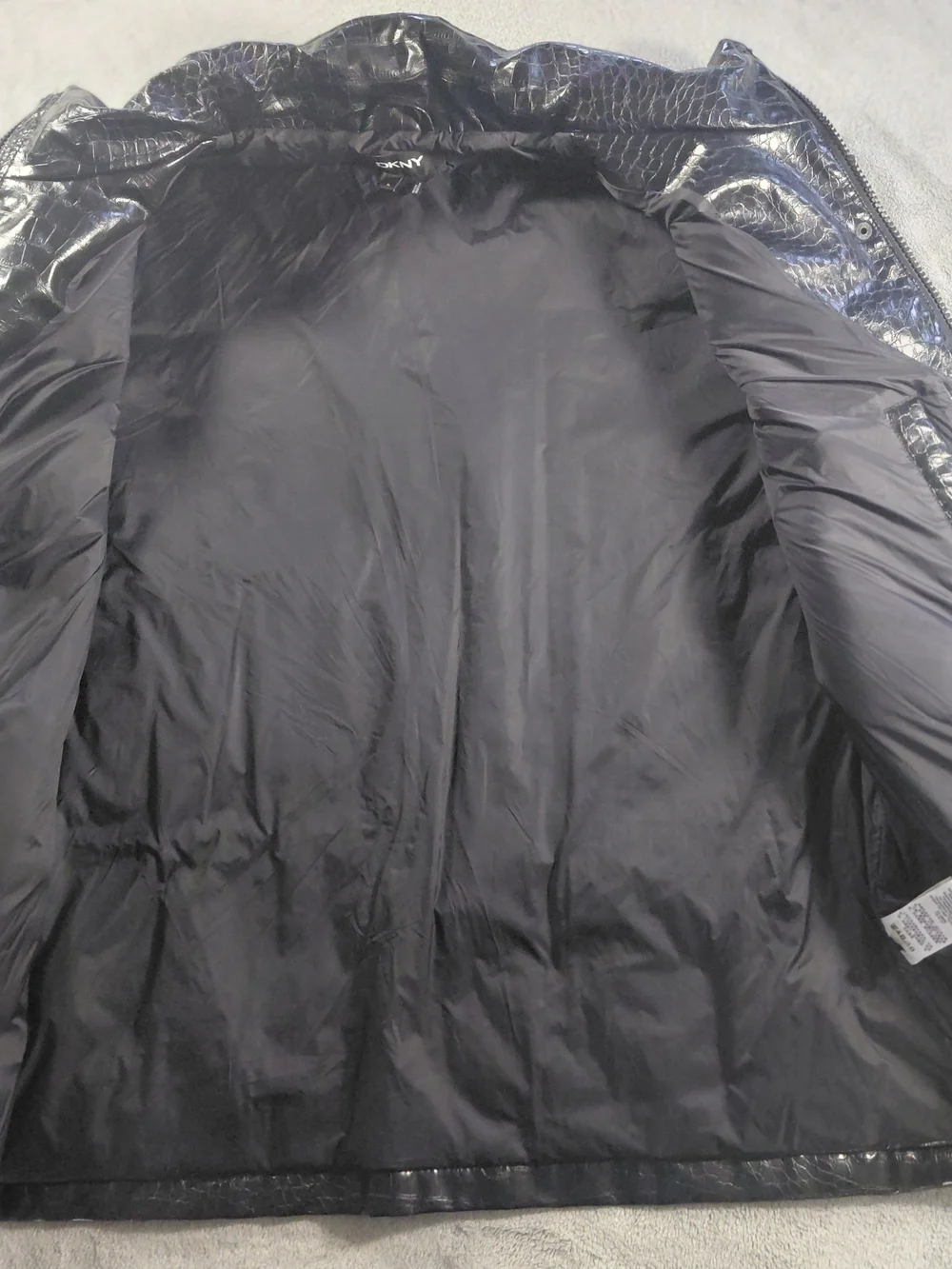 DKNY Black Faux Croc Leather Vest - Men's Sz L Oversize